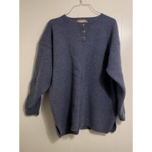 Women's Woolrich Blue Sweater Quarter Button Size XL 85% Wool